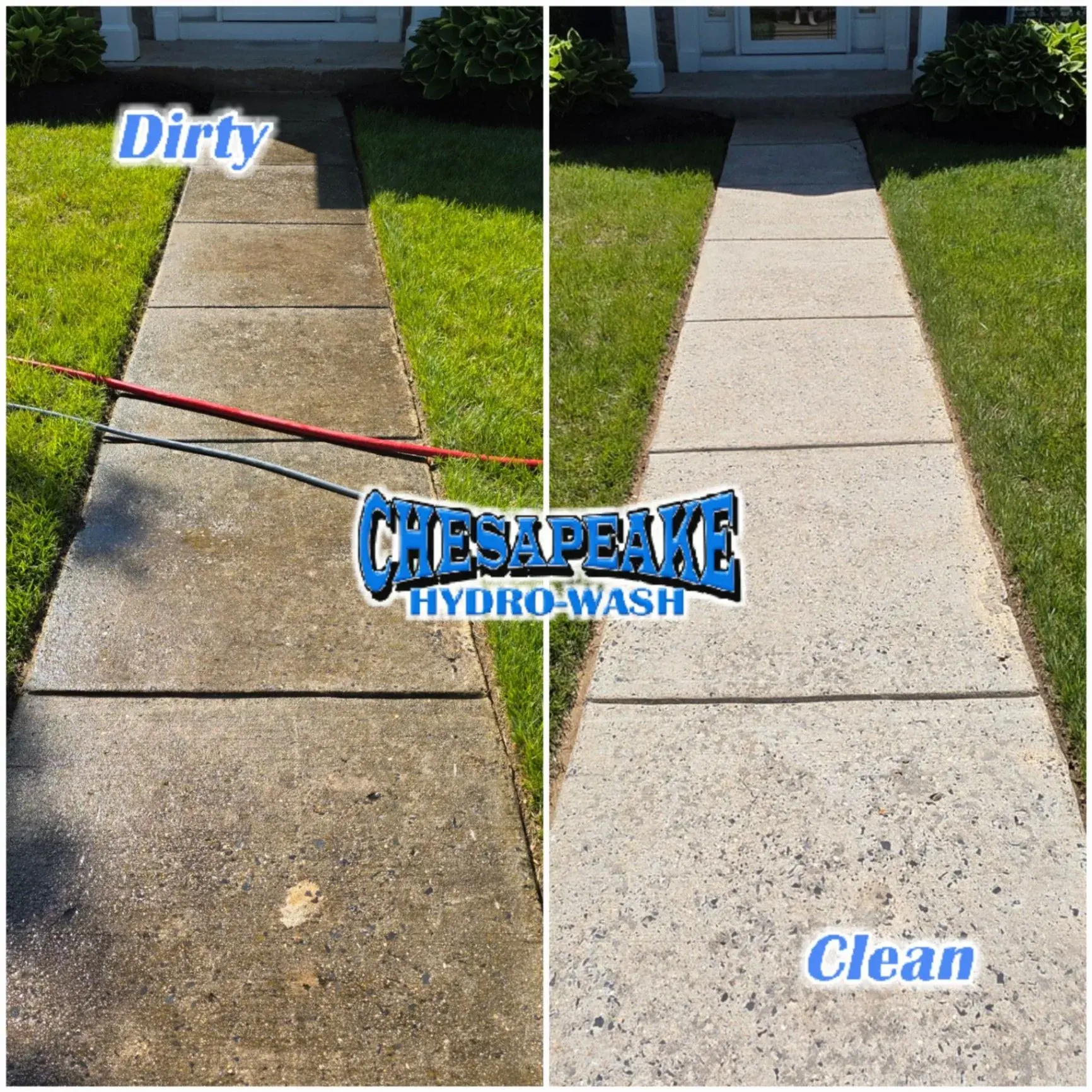 Walkway before and after professional power washing